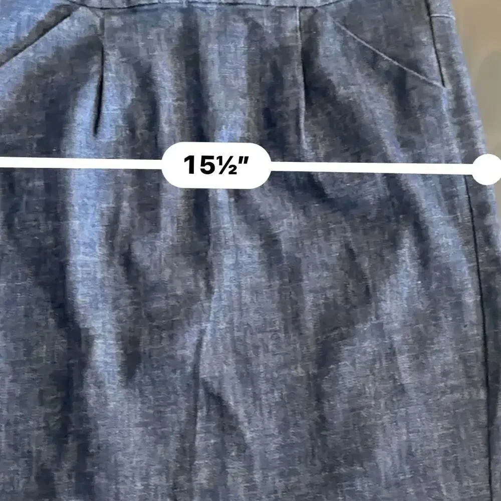 J.Crew Stretch Dark Wash Denim Pencil Skirt Slash Pockets Size 4 Back Zip